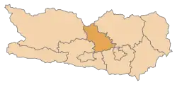 Lage des Bezirks Bezirk Feldkirchen im Bundesland Kärnten (anklickbare Karte)