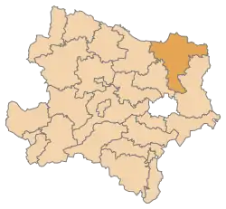 Lage des Bezirkes Mistelbach in Niederösterreich