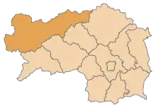 Lage des Bezirks Bezirk Liezen im Bundesland Steiermark (anklickbare Karte)