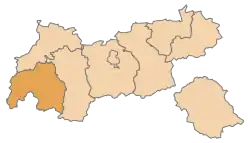 Lage des Bezirkes Landeck innerhalb Tirols