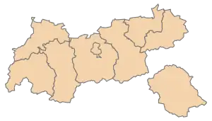 Lage des Bezirks Karte A Tirol ohne.svg im Bundesland Tirol (anklickbare Karte)