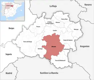 Die Lage der Comarca Almarza in der Provinz Soria