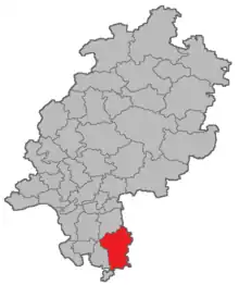 Lage des Amtsgerichtsbezirks Michelstadt in Hessen