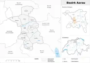 Karte von Bezirk Aarau