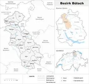 Karte von Bezirk Bülach