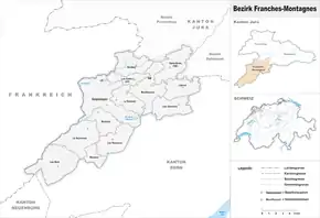 Karte von Bezirk Freiberge(frz.: District des Franches-Montagnes)