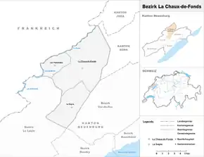 Karte von District de La Chaux-de-Fonds