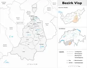 Karte von Bezirk Vispfrz. District de Viège