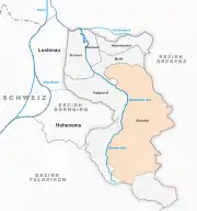 Österreichkarte, Position von Oberdorf hervorgehoben
