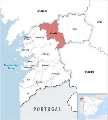 Die Lage des Gerichtsbezirk A Estrada in der Provinz Pontevedra