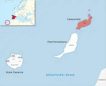 Die Lage des Gerichtsbezirk Arrecife in der Provinz Las Palmas