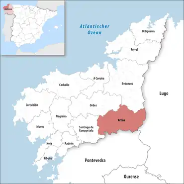 Die Lage des Gerichtsbezirk Arzúa in der Provinz A Coruña