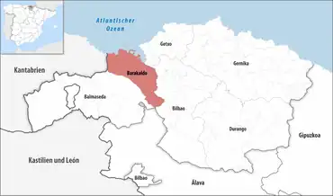 Die Lage des Gerichtsbezirk Barakaldo in der Provinz Bizkaia