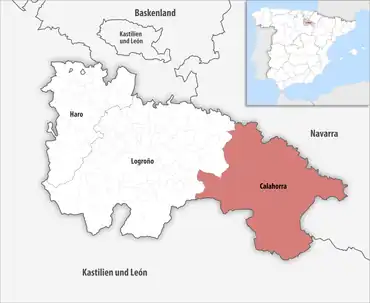 Die Lage des Gerichtsbezirk Calahorra in der autonomen Gemeinschaft La Rioja