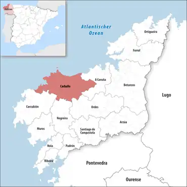 Die Lage des Gerichtsbezirk Carballo in der Provinz A Coruña