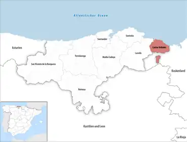 Die Lage des Gerichtsbezirk Castro Urdiales in der autonomen Gemeinschaft Kantabrien