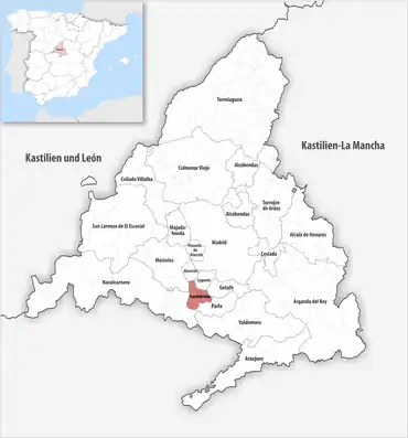 Die Lage des Gerichtsbezirk Fuenlabrada in der autonomen Gemeinschaft Madrid