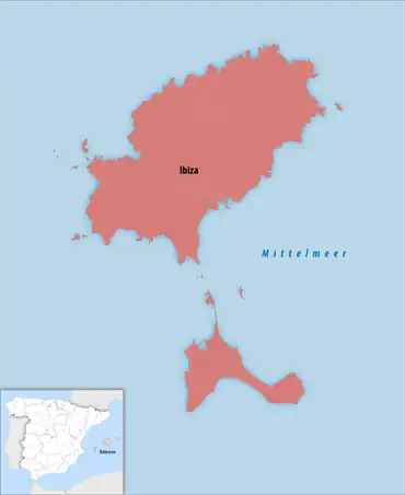 Die Lage des Gerichtsbezirk Ibiza auf der Insel Ibiza