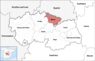 Die Lage des Gerichtsbezirk Illescas in der Provinz Toledo