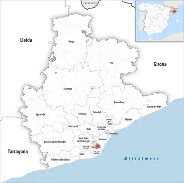 Die Lage des Gerichtsbezirk L’Hospitalet de Llobregat in der Provinz Barcelona