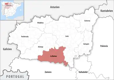 Die Lage des Gerichtsbezirk La Bañeza in der Provinz León
