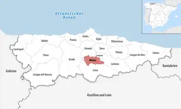 Die Lage des Gerichtsbezirk Mieres in der Provinz Asturien