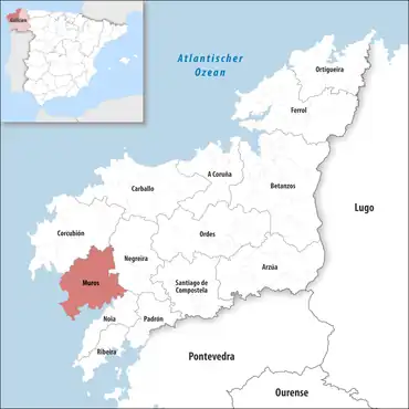Die Lage des Gerichtsbezirk Muros in der Provinz&nbsp;A Coruña