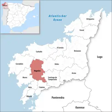 Die Lage des Gerichtsbezirk Negreira in der Provinz A Coruña