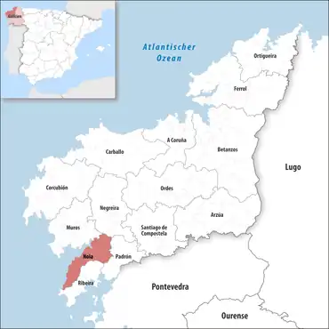 Die Lage des Gerichtsbezirk Noia in der Provinz A Coruña