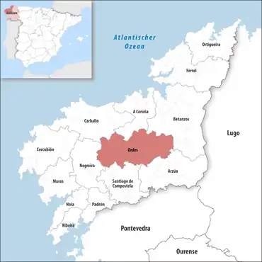 Die Lage des Gerichtsbezirk Ordes in der Provinz A Coruña