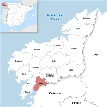 Die Lage des Gerichtsbezirk Padrón in der Provinz A Coruña