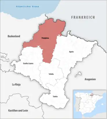 Die Lage des Gerichtsbezirk Pamplona in der autonomen Gemeinschaft Navarra