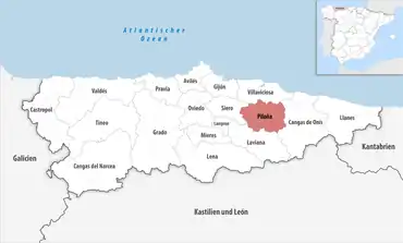 Die Lage des Gerichtsbezirk Piloña in der Provinz Asturien