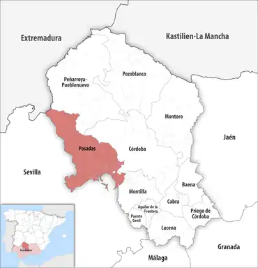 Die Lage des Gerichtsbezirk Posadas in der Provinz Córdoba