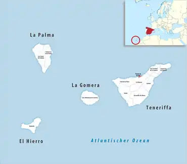 Die Lage des Gerichtsbezirk Puerto de la Cruz in der Provinz Santa Cruz de Tenerife