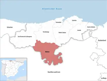 Die Lage des Gerichtsbezirk Reinosa in der autonomen Gemeinschaft Kantabrien