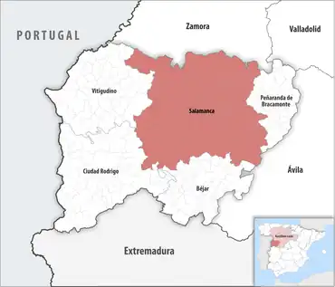 Die Lage des Gerichtsbezirk Salamanca in der Provinz Salamanca