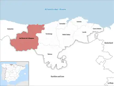 Die Lage des Gerichtsbezirk San Vicente de la Barquera in der autonomen Gemeinschaft Kantabrien