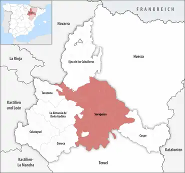 Die Lage des Gerichtsbezirk Saragossa in der Provinz Saragossa