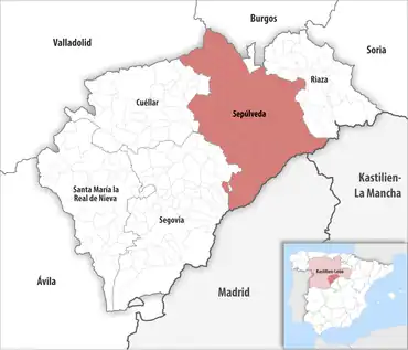 Die Lage des Gerichtsbezirk Sepúlveda in der Provinz&nbsp;Segovia