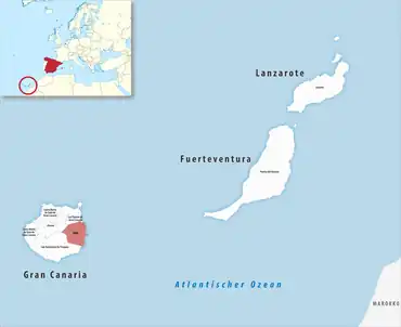 Die Lage des Gerichtsbezirk Telde in der Provinz Las Palmas