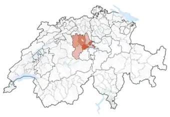 Lage des Kantons in der Schweiz