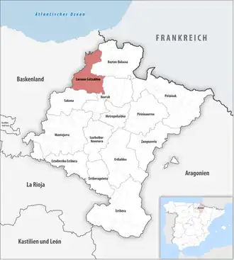 Die Lage der Comarca Larraun-Leitzaldea in der autonomen Gemeinschaft Navarra