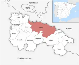 Die Lage der Comarca Logroño in der autonomen Gemeinschaft La Rioja