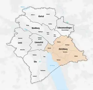 Lage des Schulkreis Zürichberg innerhalb der Stadt Zürich