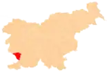 Karte von Slowenien, Position von Sežana hervorgehoben