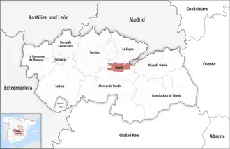 Die Lage der Comarca Toledo in der Provinz Toledo