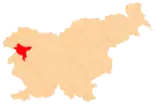 Karte von Slowenien, Position von Tolmin hervorgehoben