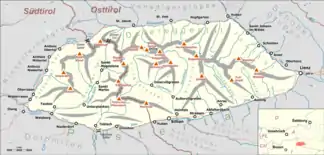 Übersichtskarte der Villgratner Berge