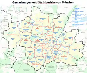 Die heutige Gemarkung 8666 innerhalb Münchens